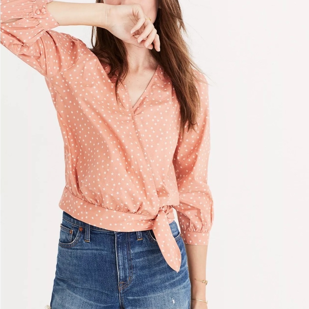 Madewell star print Star Scatter cropped wrap shirt